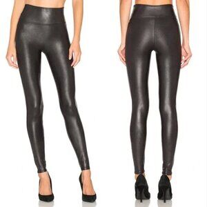 Spanx Faux Leather Leggings Black Fall Winter Mid Rise Womens Size Large